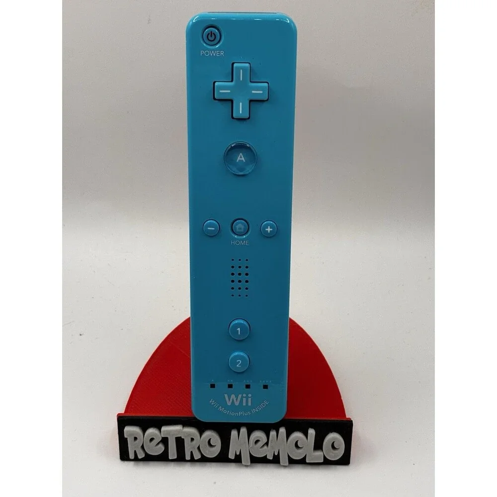 Nintendo Wii Remote Blue Teal Motion Plus Controller OEM RVL-036 Tested Clean